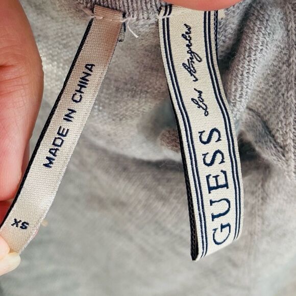 Y2K Guess Heather Gray Knit Top Open Back Shoulder Cashmere Blend XS Balletcore - Picture 6 of 6